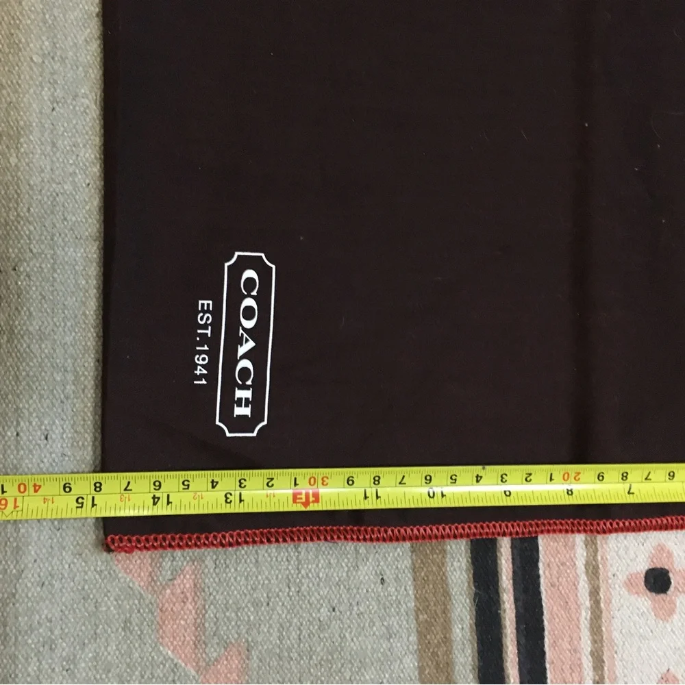Coach Large brown soft red trim drawstring dustbag